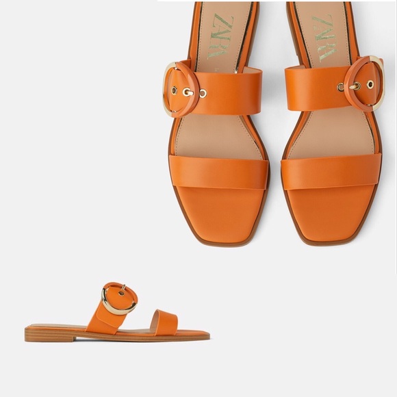 zara orange sandals